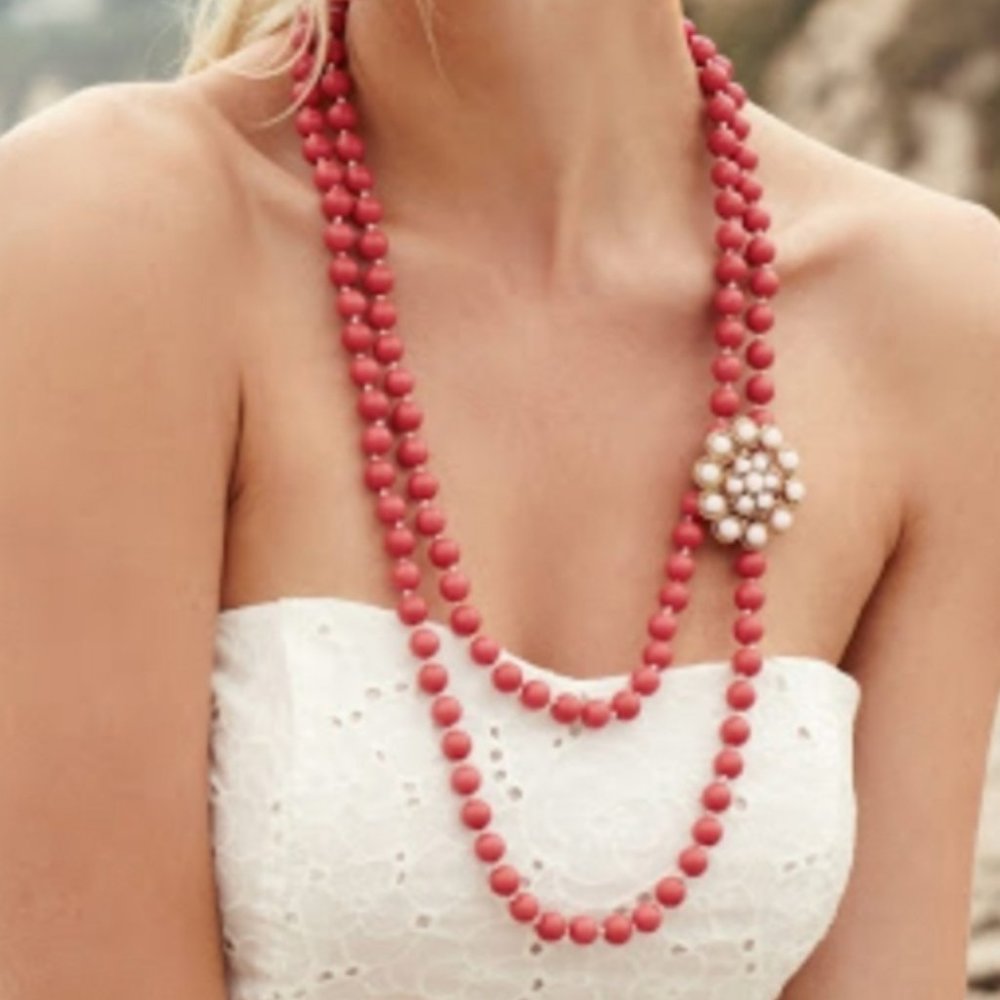 ::Stella & Dot Retired Red Coral LaCoco Necklace - Picture 4 of 10